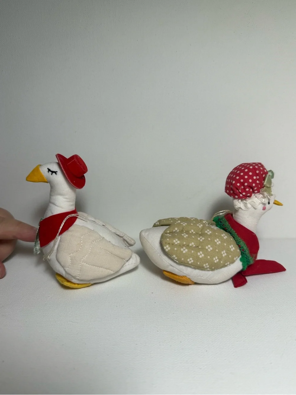 Vintage Mother and Father Goose Christmas Ornaments 80s